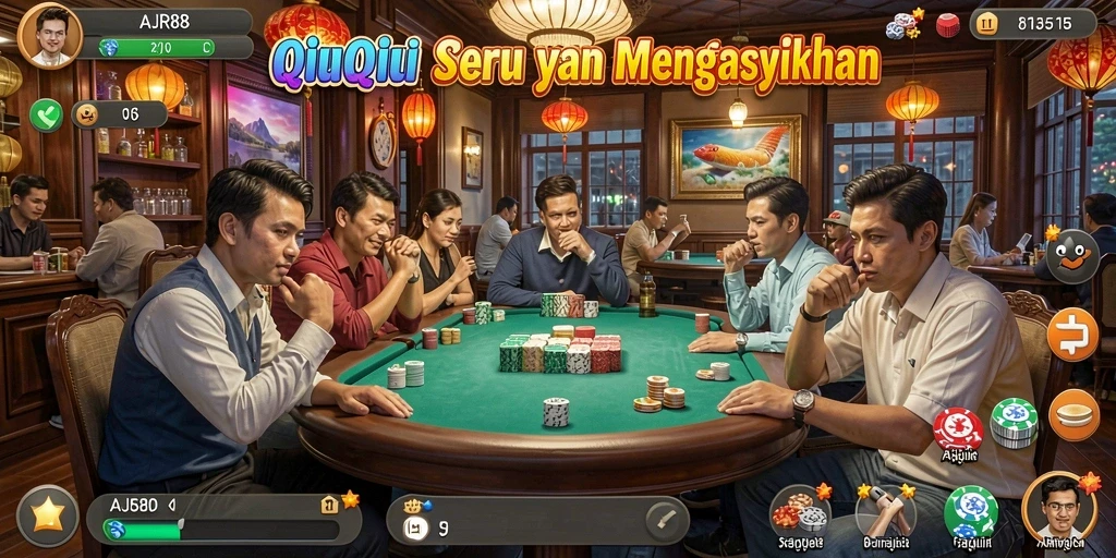 Tampilan gameplay QiuQiu yang seru dan interaktif.