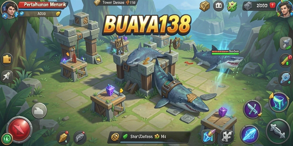 Tampilan gameplay seru dari BUAYA138 dalam Tower Defense.