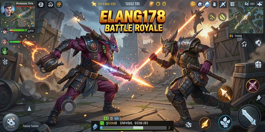 Tampilan gameplay seru dalam ELANG178 saat bertarung di arena Battle Royale.