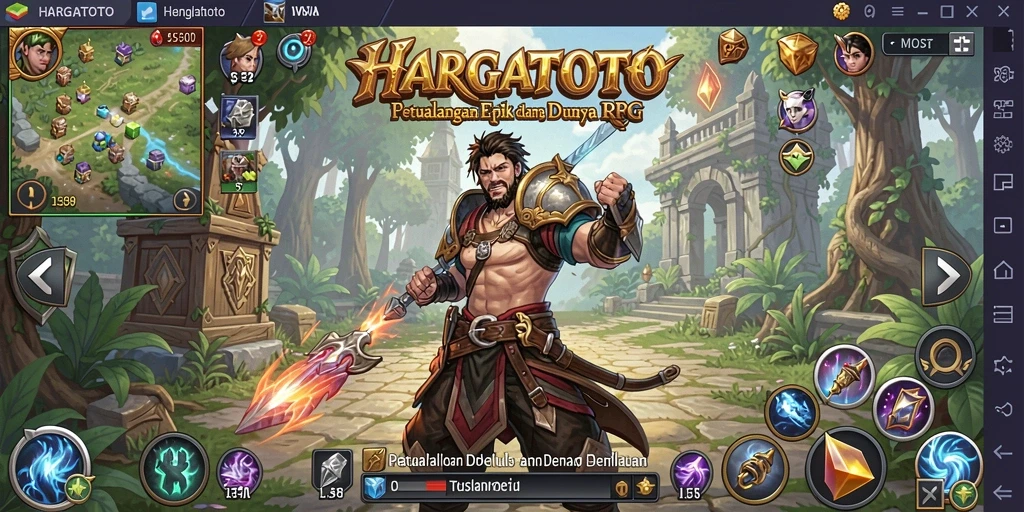Tampilan gameplay seru dalam HARGATOTO dengan pertempuran yang mendebarkan.