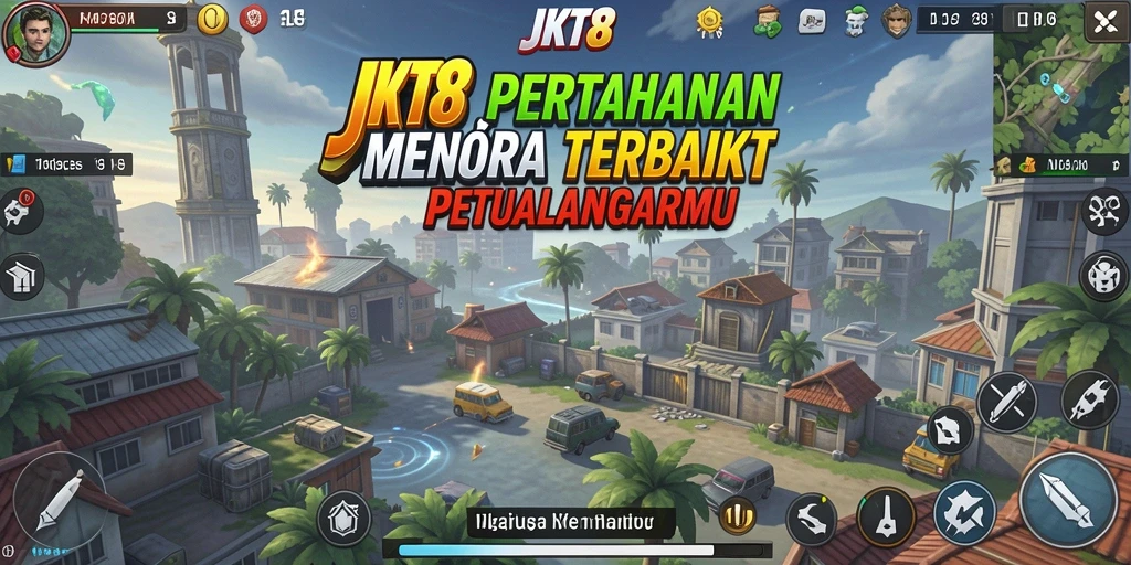 Screenshot gameplay JKT8 yang menampilkan aksi Tower Defense seru.