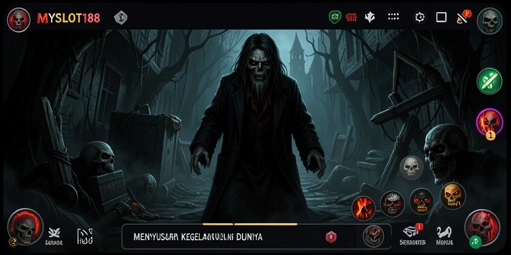 Tampilan gameplay MYSLOT188 yang menyeramkan dan mendebarkan.