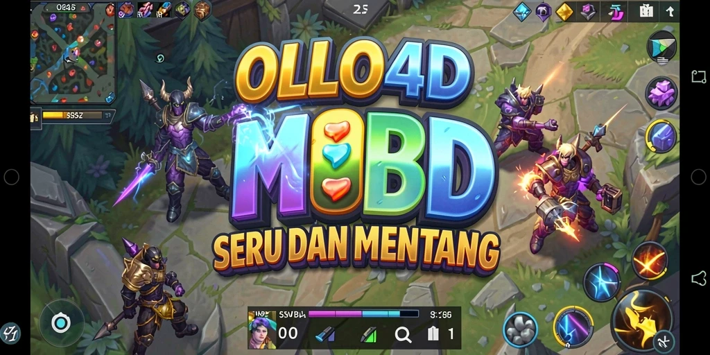 Screenshot gameplay OLLO4D menunjukkan pertarungan MOBA yang mendebarkan.