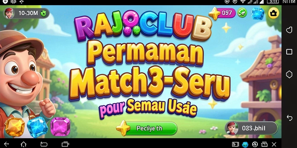 Tampilan gameplay RAJACLUB yang seru dalam permainan Match-3.