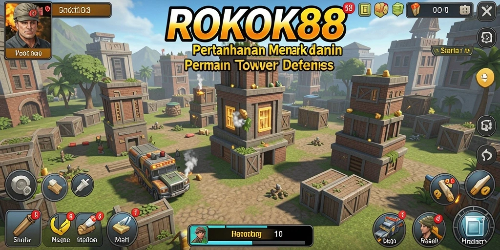 Tangkapan layar gameplay ROKOK88 menunjukkan pertahanan tower yang strategis.