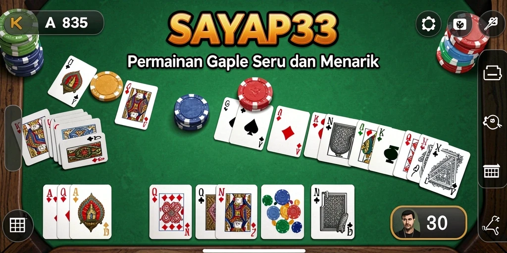 Tampilan screenshot menunjukkan antarmuka permainan Gaple yang menarik.