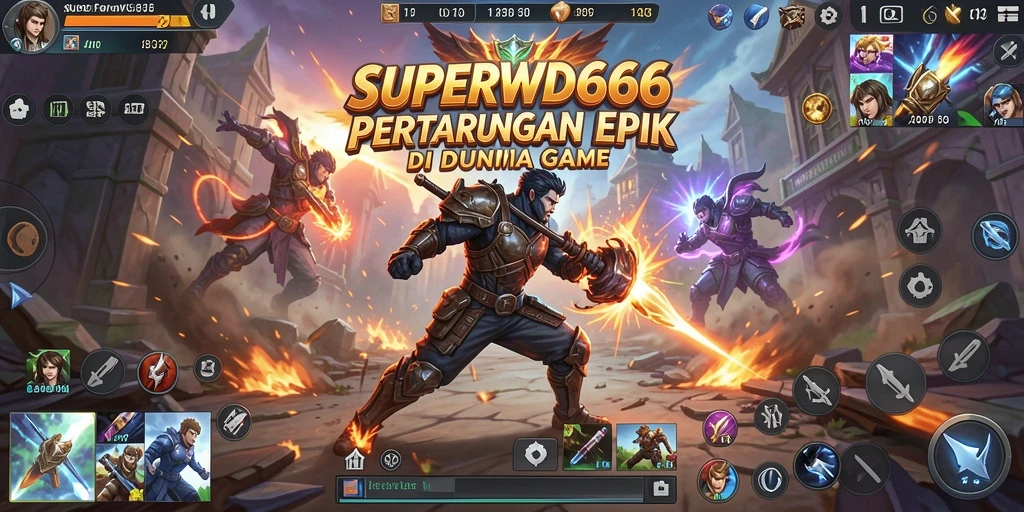 Gameplay SUPERWD666 yang menegangkan dan seru di arena pertarungan.