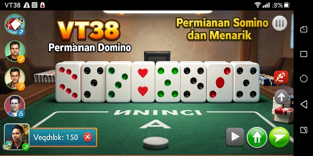 Screenshot gameplay VT38 dengan aksi seru permainan Domino.